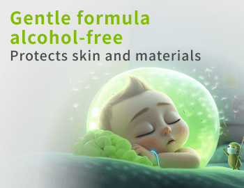 Gentle formula alcohol-free Protects skin and materials