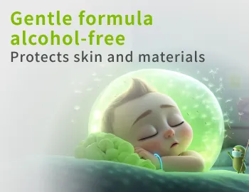 Gentle formula alcohol-free Protects skin and materials